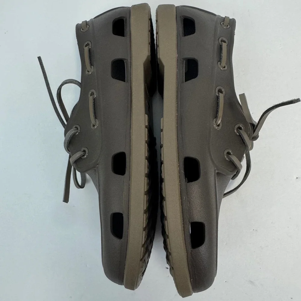 Crocs‎ Mens LiteRide Boat Shoes Espresso Brown Khaki Water Friendly Loafers Sz 7